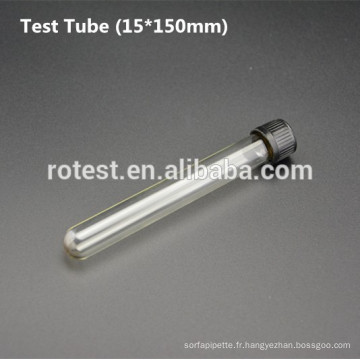 Tube à essai en verre (15 * 150mm) avec capuchon à vis en bakélite